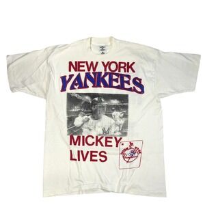 Vintage 90s NY Yankees Mickey Mantle T-Shirt Mens Size‎ XL Single Stitch MLB